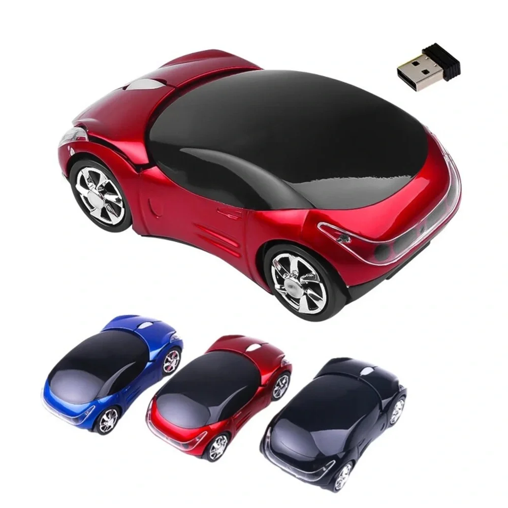 Wireless Car-Shaped Mouse - Red, Blue, Black